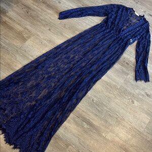 Chicaboo Blue Maternity Photoshoot long sleeves Unlined lace Dress L